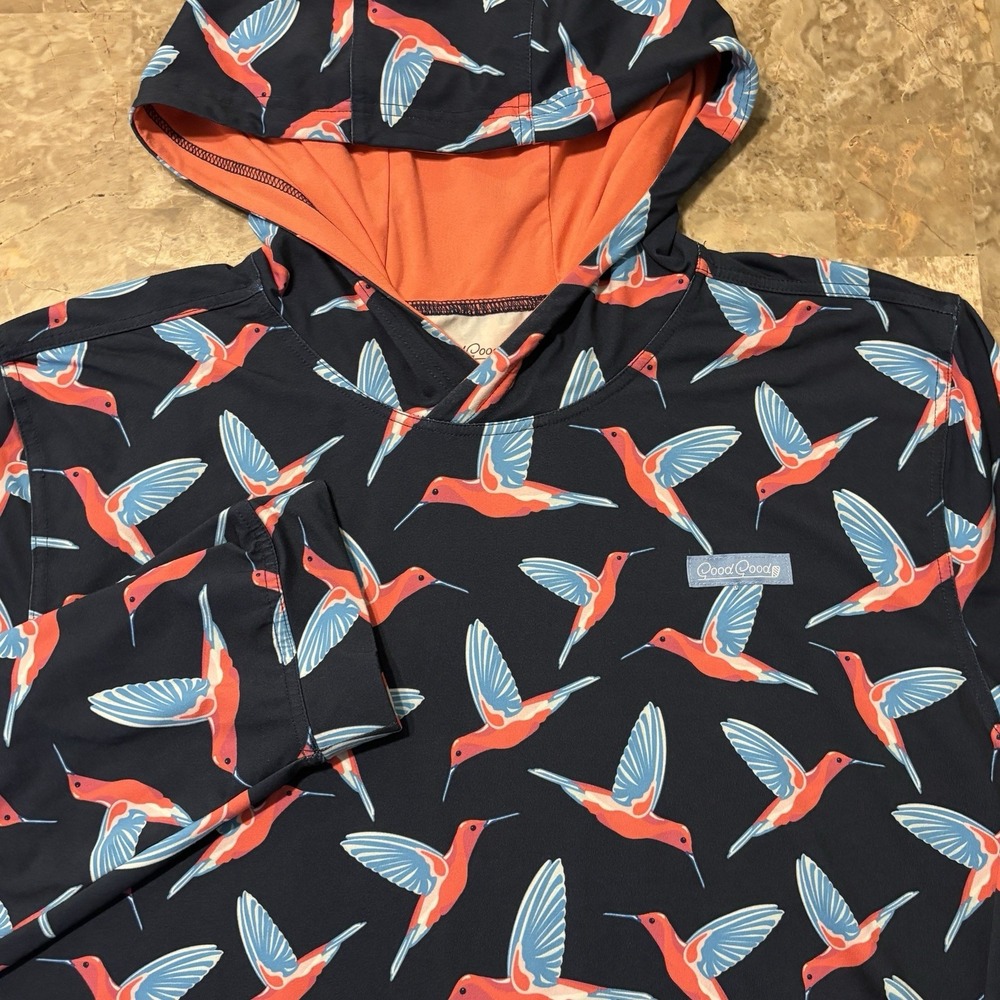 Good Good Golf Hoodie Mens 3XL Blue Hummingbirds UPF Stretch Performance